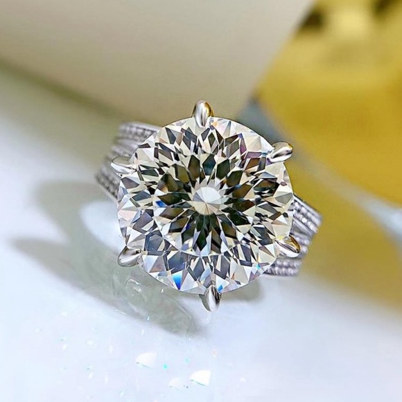 🔥10CT Certified Moissanite Diamond Excellent Cut sparkling Ring Size 7 - Picture 14 of 16